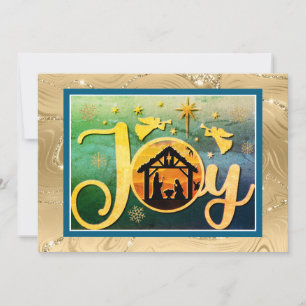 Moderne Goldene "FREUDE" Weihnachts-Krippen-Silhou Feiertagskarte