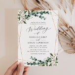 Moderne goldene geometrische Greenerie Einladung z<br><div class="desc">Diese elegante Rustic Greenery-Kollektion besticht durch gemischte Aquarellpflanze,  moderne Kalligraphie-Schrift gepaart mit einem klassischen Serif-Schriftart in Schwarz und einem benutzerdefinierten Monogramm auf der Rückseite. Matching-Elemente verfügbar.</div>