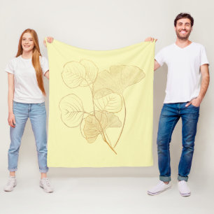 Moderne goldene Ginkoblätter Fleecedecke