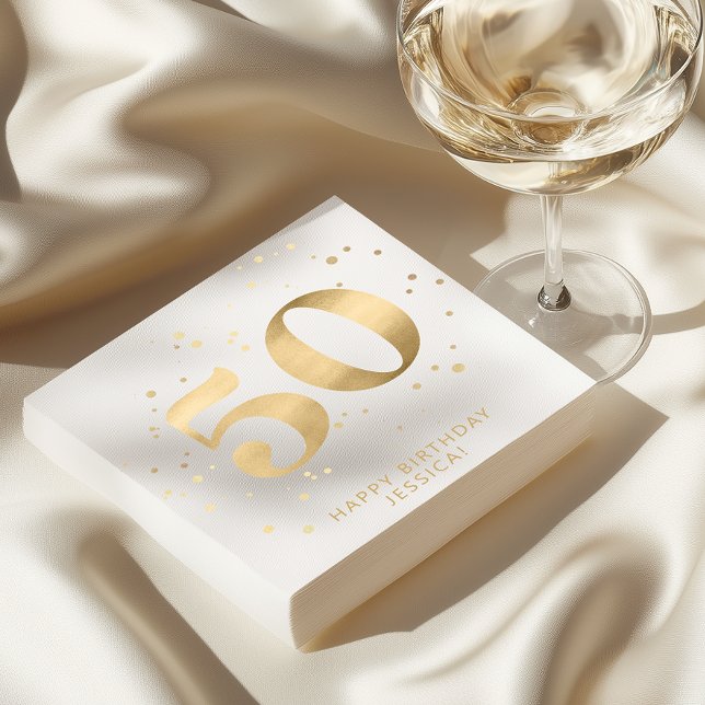 Moderne goldene Glitter 50. Fünfzigster Geburtstag Serviette (Von Creator hochgeladen)