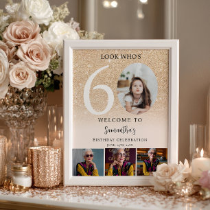 Moderne goldene Glitter 60. Geburtstag 4 Foto Will Poster