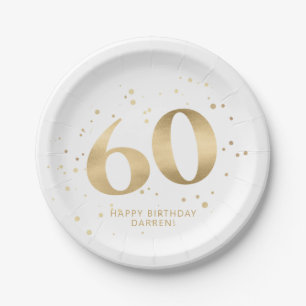 Moderne goldene Glitter 60. Sechzigster Geburtstag Pappteller