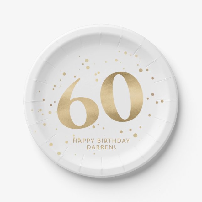 Moderne goldene Glitter 60. Sechzigster Geburtstag Pappteller (Vorderseite)