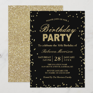 Moderne goldene Glitter-Sparkling Geburtstagsfeier Einladung