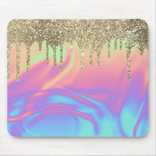 Moderne goldene Glitter-Tropfen mit Ombre-Holograf Mousepad