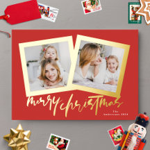 Moderne goldene Grüntöne frohe Weihnachten Multi-F