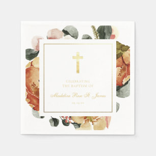 Moderne Goldene Herbsttaufe Christening Serviette
