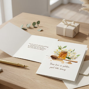 Moderne goldene Honig- und Blumen-Grußkarte für Ma Karte