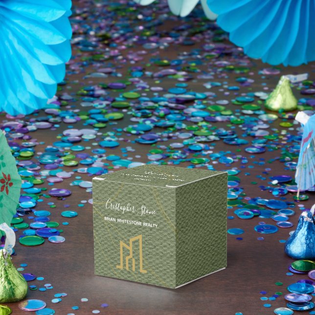 Moderne Goldene Immobilienmakler für Häuser in Oli Geschenkschachtel (Party)