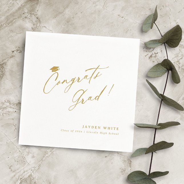 Moderne Goldene Kalligrafie Einfache Gratulation A Serviette (Gold Modern Calligraphy Simple Congrats Graduate Napkins)