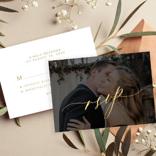 Moderne goldene Kalligrafie-Schrift für Hochzeitsf RSVP Karte