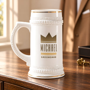 Moderne goldene Kronen Brautjungfern Geschenke Bierglas