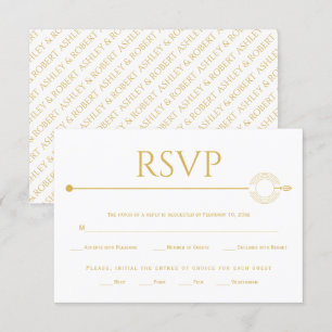 Moderne goldene Linie mit zentrischem Kreis Hochze RSVP Karte