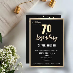 Moderne goldene metallische Überraschung zum 70. G Einladung