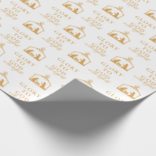 Moderne goldene minimalistische religiöse Weihnach Geschenkpapier