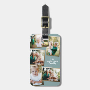 Moderne goldene Multi-Foto-Familie stilvoll Gepäckanhänger