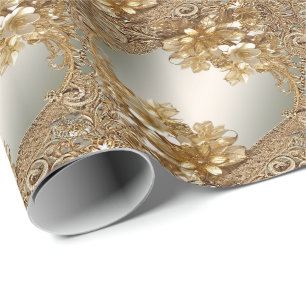 Moderne goldene ornamentale Blumenverpackungspapie Geschenkpapier