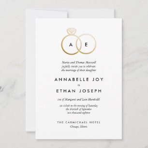 Moderne Goldene Ringe Hochzeitseinladung Einladung