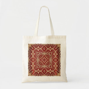 Moderne goldene rote Blumen-Tasche Tragetasche