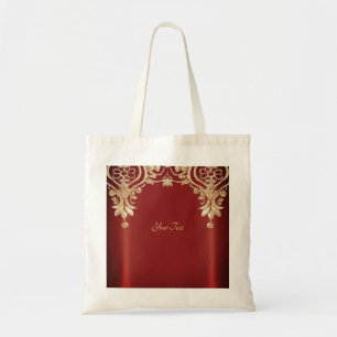 Moderne goldene rote Blumen-Tasche Tragetasche