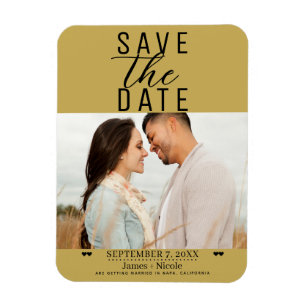 Moderne Goldene Save-the-Date-Hochzeitsfotos Magnet