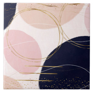 Moderne Goldene Schlaganfälle & Kreise Minimal ro Fliese