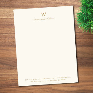 Moderne Goldene Schreibschrift-Monogramm Briefbogen
