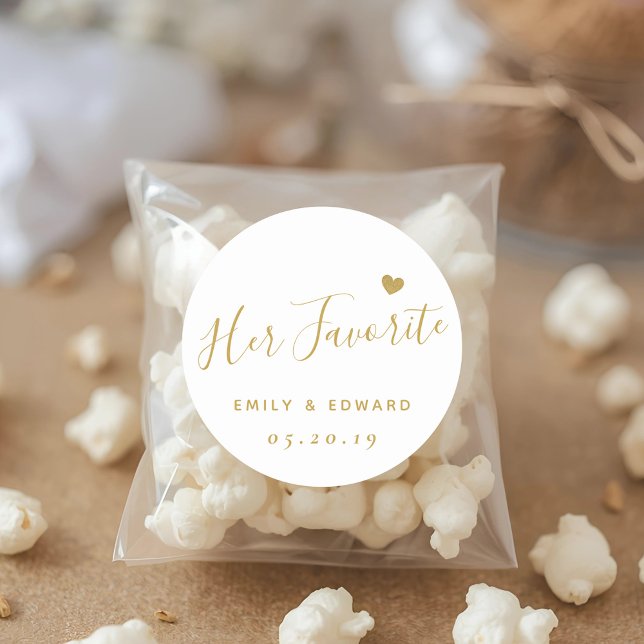 Moderne Goldene Schrift ihre Lieblingsfigur Gastge Runder Aufkleber (Von Creator hochgeladen)