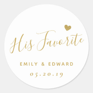Moderne Goldene Schrift Seine Lieblingsfigur Runder Aufkleber