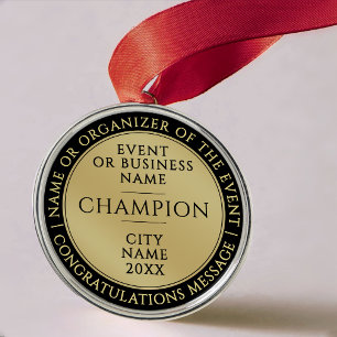 Moderne Goldene Schwarze Champion Medal Geschäftsp Ornament Aus Metall