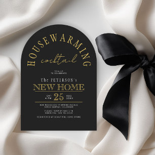 Moderne goldene schwarze neue Hauseinweihungsparty Einladung