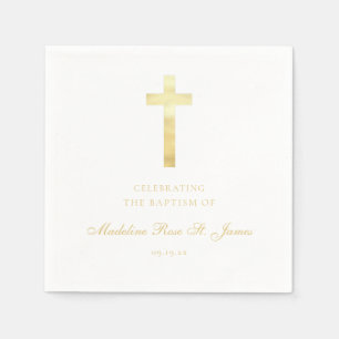 Moderne goldene Signatur-Taufe Serviette