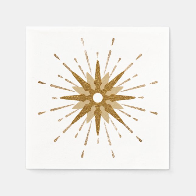 Moderne Goldene Sternenexplosion aus der Mitte des Serviette (Vorderseite)