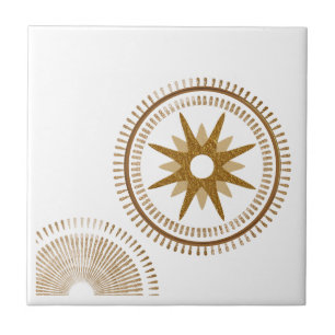 Moderne goldene Sternenexplosion-Medaille Fliese