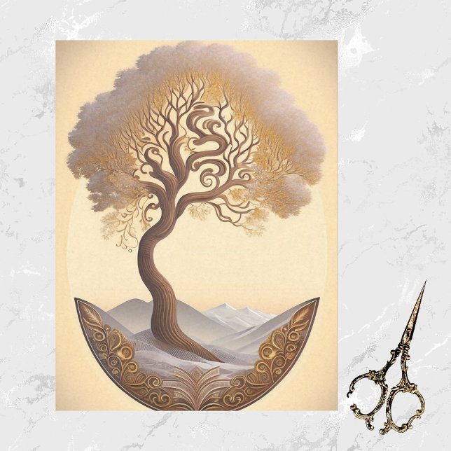 Moderne Goldene Tree Illustration Seidenpapier (Von Creator hochgeladen)