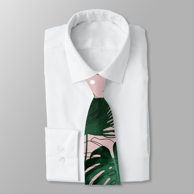 Moderne goldene tropische Blätter und Doddles Desi Krawatte (Gebunden)