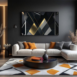 Moderne goldene und schwarze Abstraktion Leinwanddruck