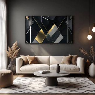 Moderne goldene und schwarze Abstraktion Poster