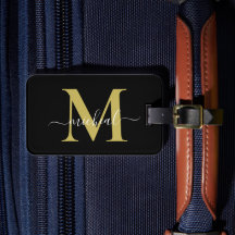 Moderne goldene und schwarze Monogramm-Schrift Nam
