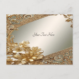 Moderne goldene verzierte Blumenpostkarte Postkarte