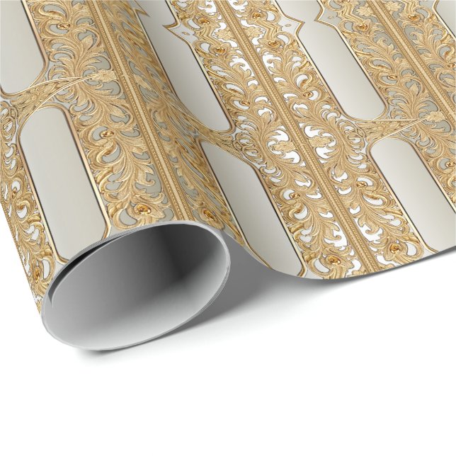 Moderne goldene verzierte Geschenkpapier (Rolleneckpunkt)