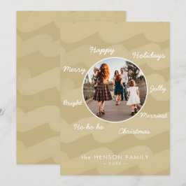 Moderne Goldene Weihnachtswünsche Familien-Foto Feiertagskarte