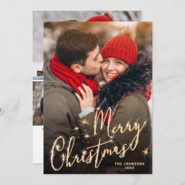 Moderne Goldene Weihnachtszeit 4 FOTO Gruß Feierta Feiertagskarte