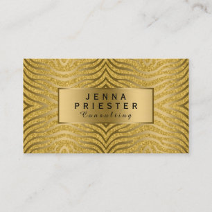 Moderne goldene Zebrastreifen & Glittermuster Visitenkarte