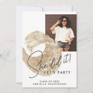 Moderne Goldfarbe Foto-Abschluss  Einladung