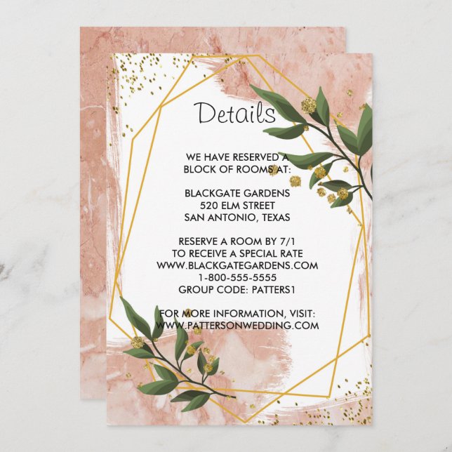 Moderne goldfarbene Bilderrahmen mit grüner Blüte Einladung (Vorne/Hinten)