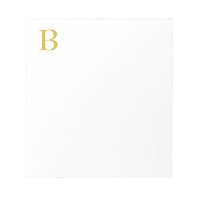 Moderne Goldfarbene Monogramm-Initialen mit Namen Notizblock (Vorderseite)