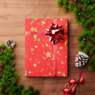 Moderne goldfarbene rote Muster festlich elegant Geschenkpapier