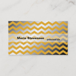 Moderne, goldfarbene und graue Zickzack Optik Visitenkarte
