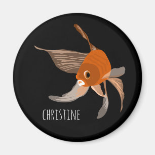 Moderne Goldfisch-Minimal-Illustration Name Schwar Magnet